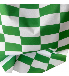 Tkanina zewnętrzna na leżaki i hamaki ogrodowe, kolor Biało-Zielony Szachownica, 5x10 cm