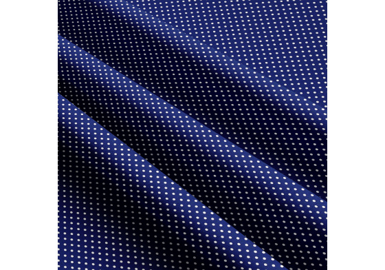 Tkanina bawełniana Białe groszki 2 mm na granatowym tle