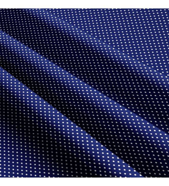 Tkanina bawełniana Białe groszki 2 mm na granatowym tle