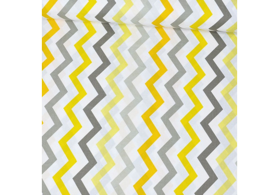 Dekorační dětské bavlněné látky metráž Cikcak barva šedá a žlutá