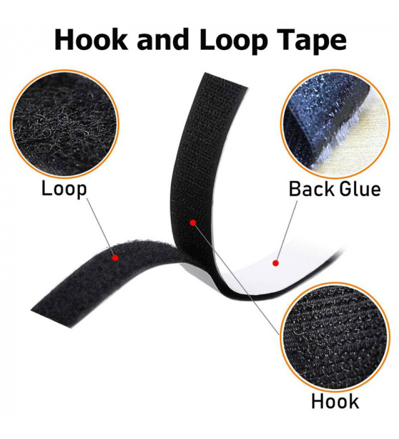 Pásek na suchý zip s lepidlem černý 100  mm