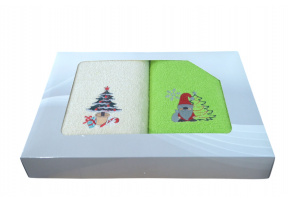 Komplet ręczników Frotte 2 szt., kolor Zielony i Ecru