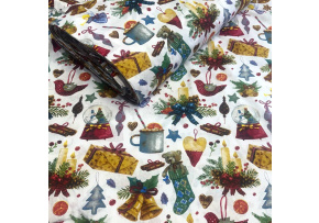 Tkanina bawełniana świąteczna na metry, szerokość 160 cm, do dekoracji świątecznych 