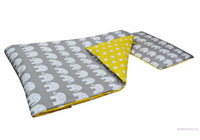 Drap de lit 2 pièces PUNTIE YELLOW et Elephants GREY 
