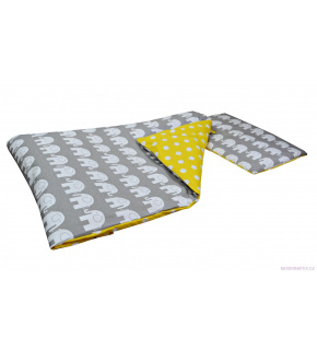 Drap de lit 2 pièces PUNTIE YELLOW et Elephants GREY 