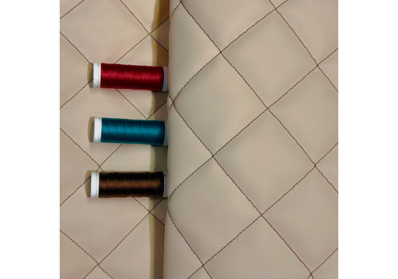 Ekoskóra kolor Beżowy pikowana Brązową nicią