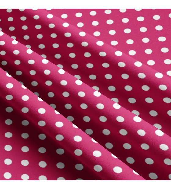 Tkanina bawełniana Białe groszki 10 mm na amarantowy tle