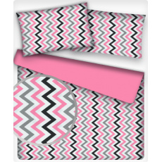 Tkanina bawełniana wzór różowo-szaro-białe zygzaki