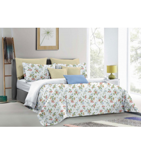 Pościel flanelowa na zamek wzór Kwiaty na białym tle, 140x200cm 