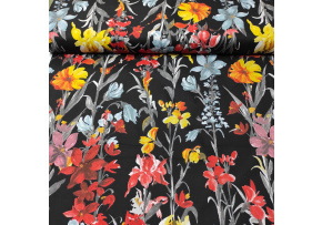 Tkanina bawełniana wzór Pole na czarnym