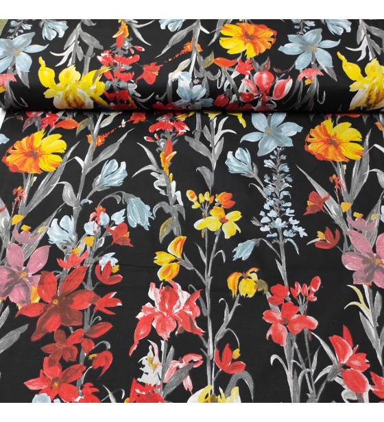 Bavlněná látka Pole černé plátno