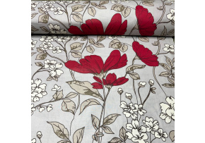 Tkanina bawełniana wzór Kwiaty na szarym