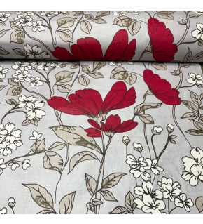 Tkanina bawełniana wzór Kwiaty na szarym