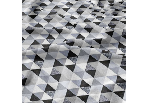 Tkanina bawełniana Trójkąty szaro czarne 9 cm