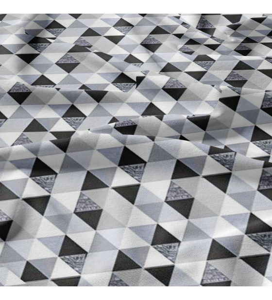 Tkanina bawełniana Trójkąty szaro czarne 9 cm