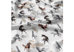 Tkanina bawełniana wzór konie na białym tle