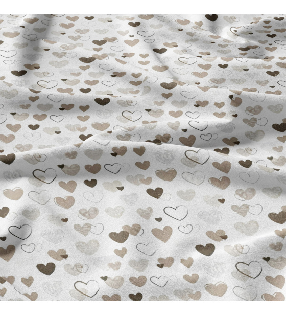 Tkanina bawełniana wzór beżowe serduszka