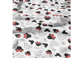 Tkanina bawełniana wzór Miki z czerwonymi kokardkami