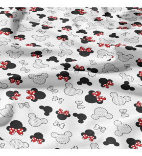 Tkanina bawełniana wzór Miki z czerwonymi kokardkami
