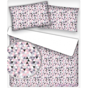 Tkanina bawełniana wzór różowe trójkąty 2 cm