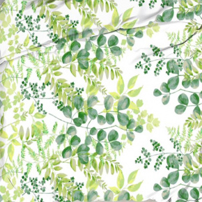 Tkanina bawełniana wzór liście akacji na białym tle