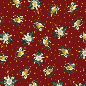 Świąteczna tkanina bawełniana wzór Motyw Świąteczne na czerwonym tle