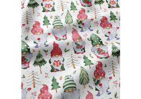 Tkanina bawełniana wzór świąteczny na białym tle Tkanina bawełniana wzór świąteczny na białym tle