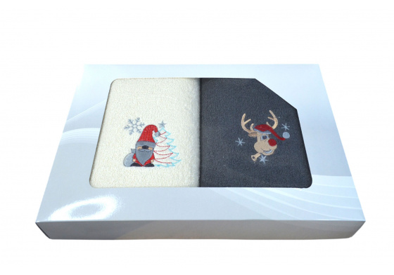 Komplet ręczników Frotte 2 szt., kolor Grafitowy i Ecru