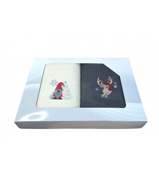 Komplet ręczników Frotte 2 szt., kolor Grafitowy i Ecru