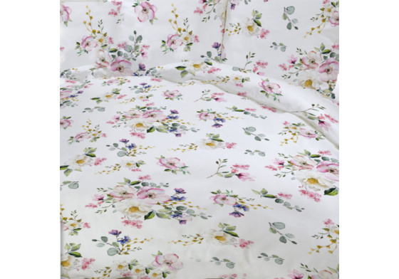 Dekorační dětská bavlněná látka vzor velký Květ Jabloně na bílém