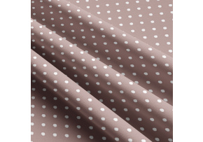 Tkanina bawełniana Białe groszki 7mm na tle cappuccino 