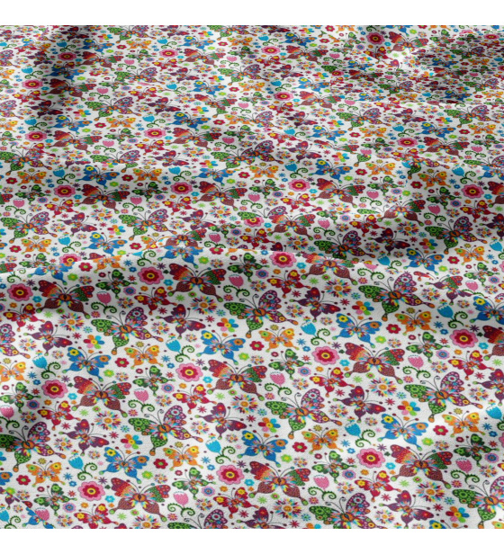 Tkanina bawełniana wzór letnie motyle na białym tle 2