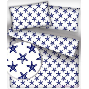 Tkanina bawełniana wzór granatowe rozgwiazdy