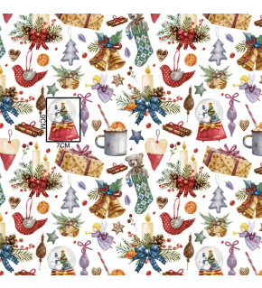 Tkanina bawełniana wzór świąteczny na białym tle