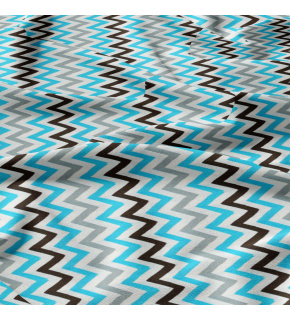 Tkanina bawełniana wzór szaro-niebiesko-białe zygzaki