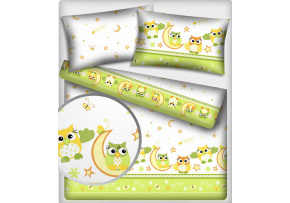 Tkanina bawełniana wzór zielone sowy