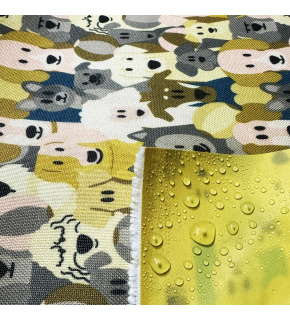 Tkanina wodoodporna KODURA wzór Pieski 7 na kremowym tle