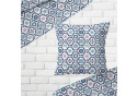 Tkanina bawełniana wzór orientalny niebiesko-szary na białym