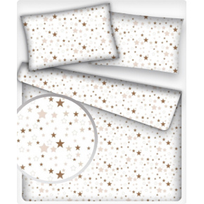 Tkanina bawełniana brązowe gwiazdki na białym tle