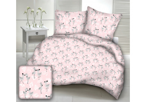 Tkanina bawełniana wzór szare flamingi na różowym tle