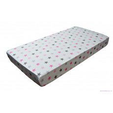 Prostěradlo do postýlky bavlněné na gumu 120x60 cm HVĚZDY PINK Prostěradlo do postýlky bavlněné na gumu 120x60 cm HVĚZDY PINK