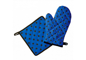 Rękawica kuchenna i mata, Groszki Niebieski
