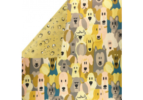 Tkanina wodoodporna KODURA wzór Pieski 7 na kremowym tle