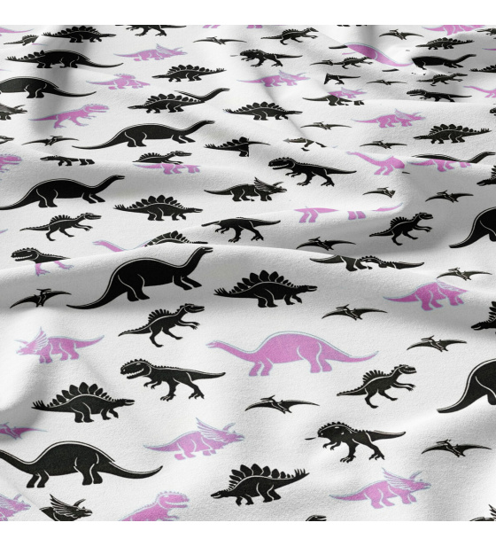 Bavlněná látka, metráž. Dino Černo-Fialový na Bílém 