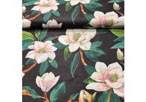 Tkanina bawełniana wzór Kwiaty na czarnym