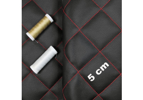 Ekoskóra kolor Czarny pikowana Czerwoną nicią