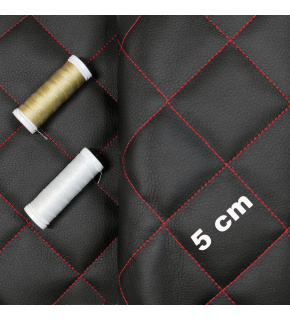 Ekoskóra kolor Czarny pikowana Czerwoną nicią