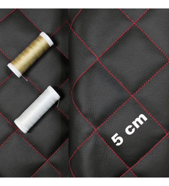 Ekoskóra kolor Czarny pikowana Czerwoną nicią