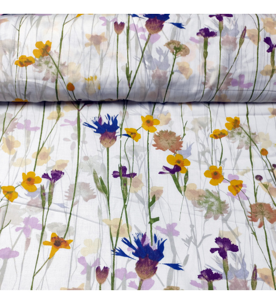 Dekorační dětská bavlněná látka vzor Pole na bílém