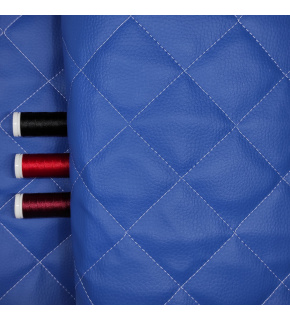 Ekoskóra kolor Chabrowy pikowana Białą nicią